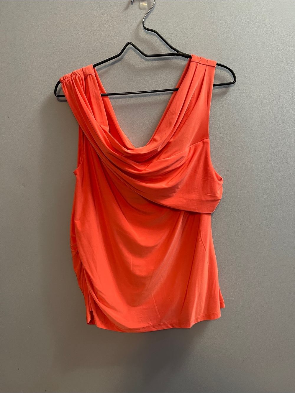 INC International Concepts Sleeveless Draped Top in Coral Orange